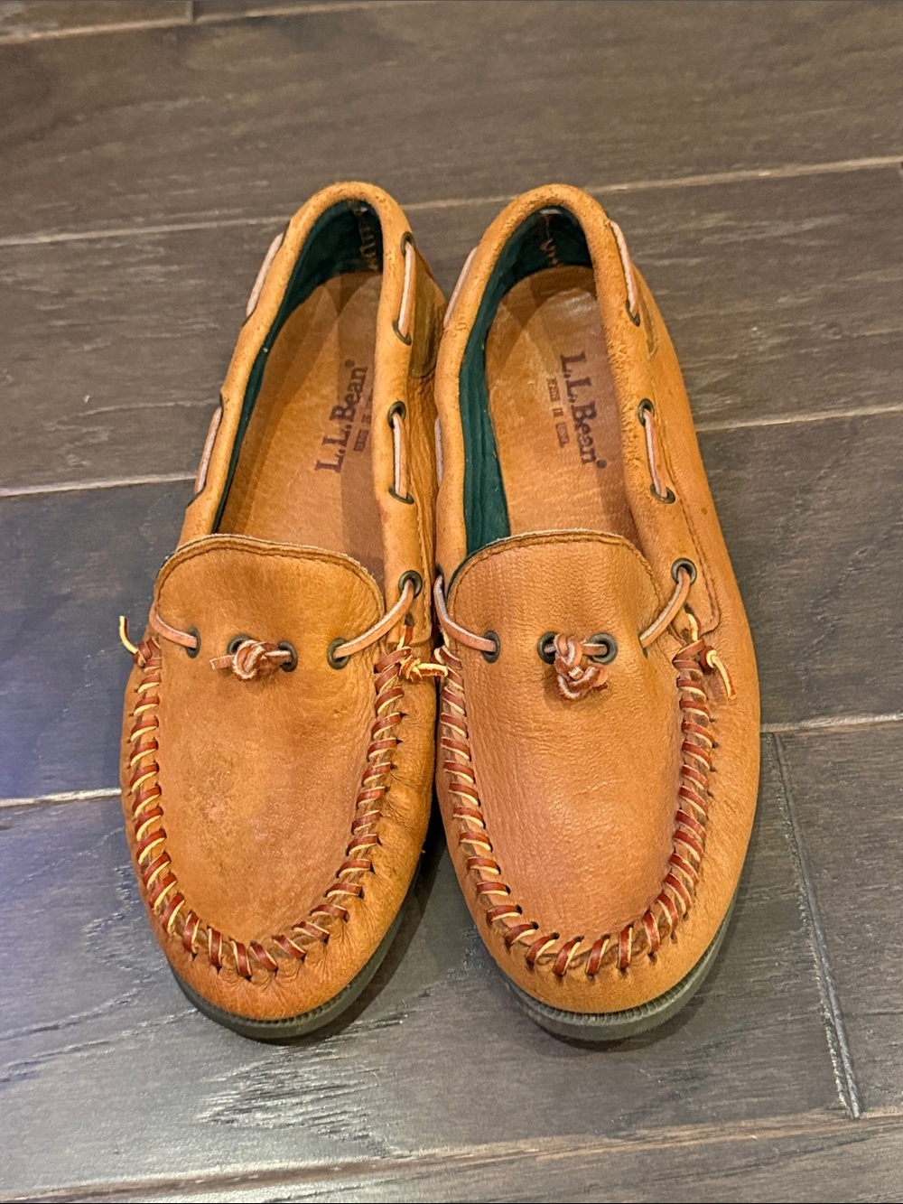 L.L. Bean Men's Tan Leather Boat Shoes - Made in USA - Rare